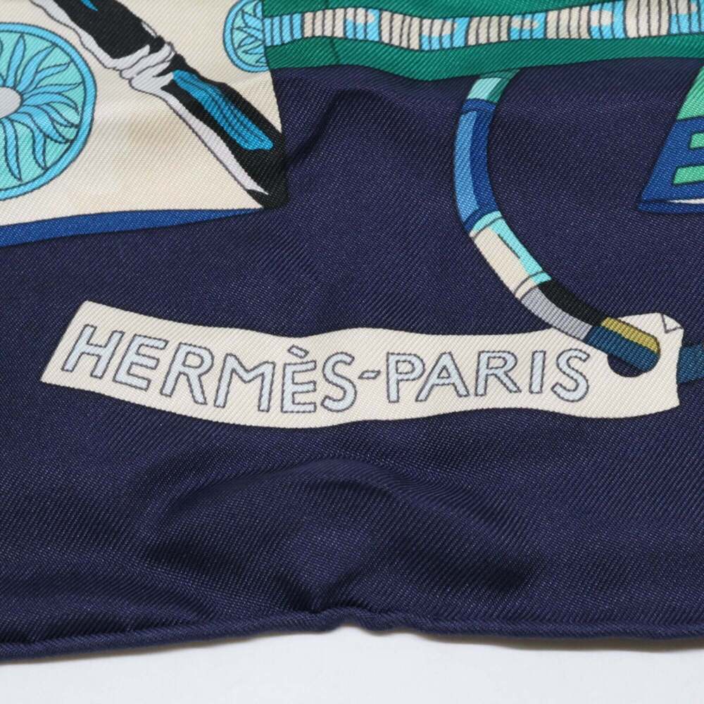 HERMES Blue Silk Scarf - Picture 6 of 7